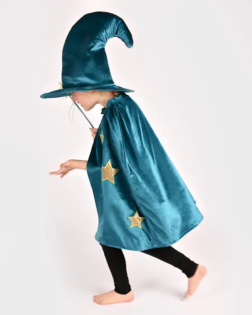 WIZARD HAT + WAND VELVET DELUXE 2 pcs