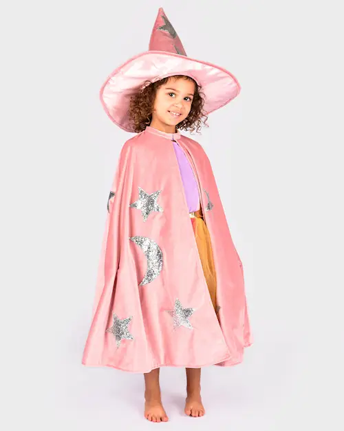 CAPE w HAT VELVET  DUSTY PINK