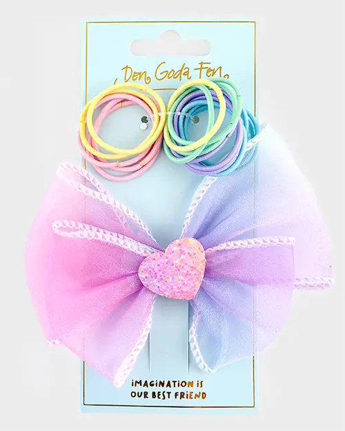 HAIR ELASTICS + HAIR CLIP HEART 16pcs