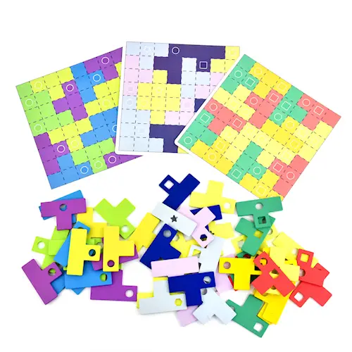 TANGRAM PUZZLE SET RAINBOW 64pcs