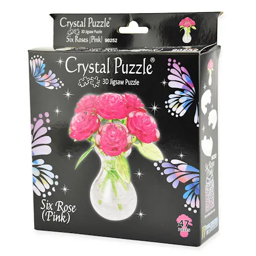 CRYSTAL PUZZLE SIX ROSES PINK 47pcs
