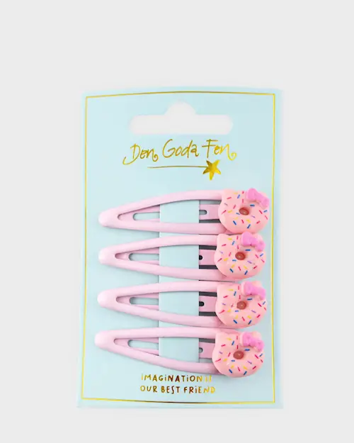 HAIR CLIPS WITH DONUTS AND BOW 4pcs SET
