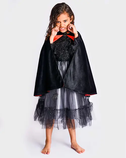VAMPIRE CAPE DELUXE RED SATIN AND STONE