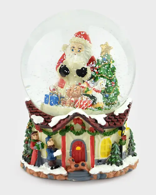 GLITTER GLOBE SANTA WIND-UP MUSIC