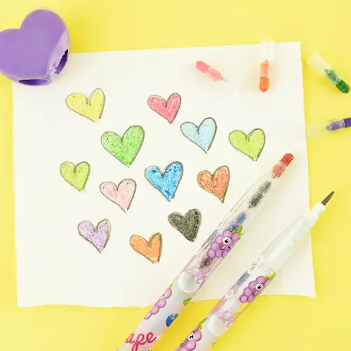 PENCIL AND MULTICOLOUR PEN HEART 3pcs