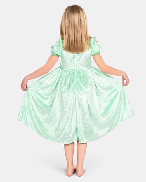 PRINCESS DRESS VELVET LTGREEN
