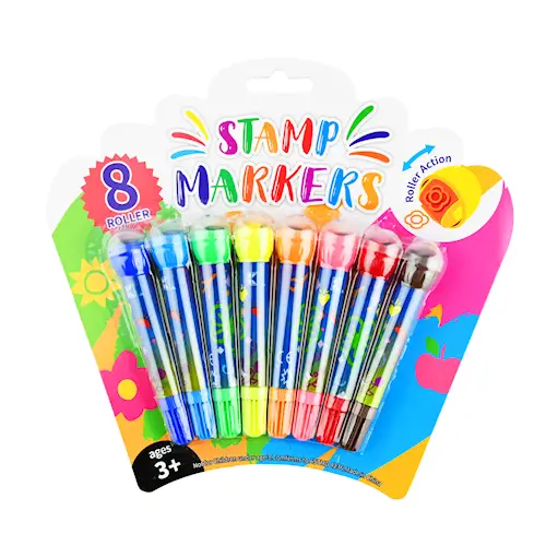 PEN MARKER w STAMP ROLLER 8pcs